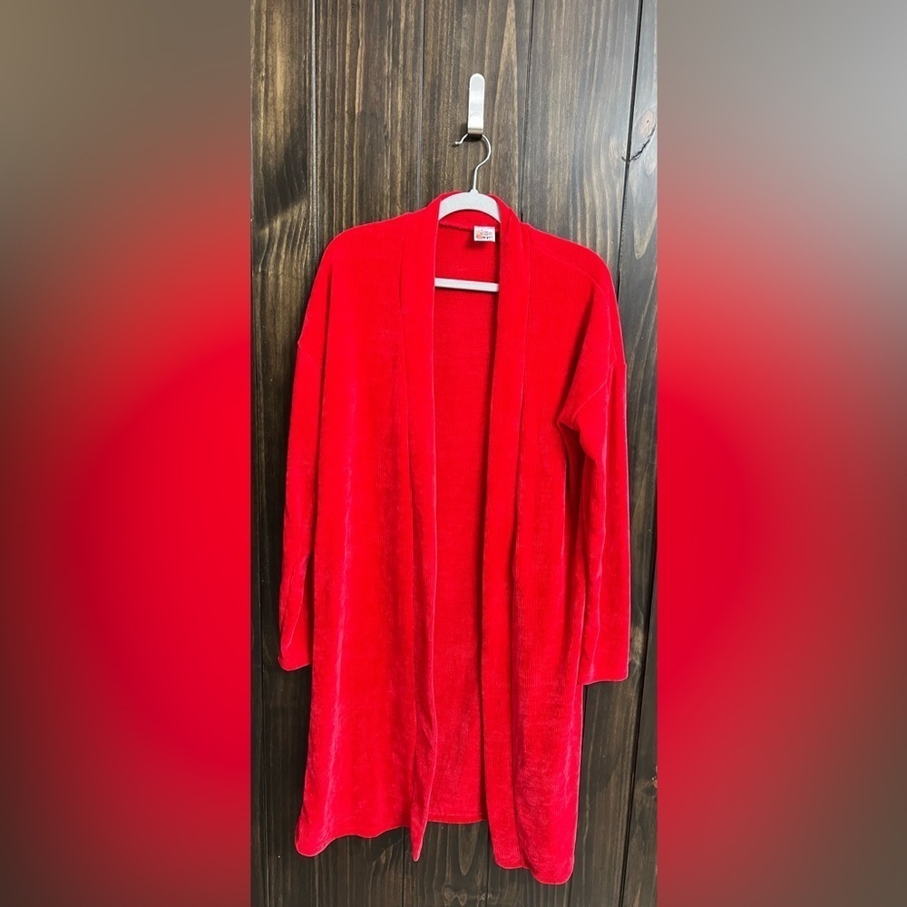 Red Women's Cardigan-Velvety Material-Size:Large - Picture 7 of 7